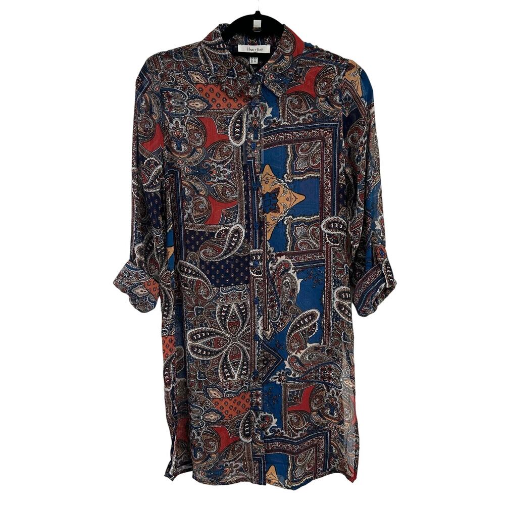 NWT Haver & Blair Multicolor Paisley Print Long Sleeve Button Down Shirt XS